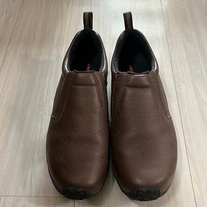 Brown leather slip on Merrell men’s shoes size 13